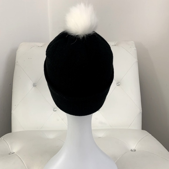 NEW Taylor Swift ERAS Unbranded Embroidered Knit Hat Black/Fuzzy White PomPom - Picture 2 of 5